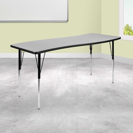 Flash Furniture Rectangle 26 W, 60 L, 30.25 H, Chrome, Laminate, Particleboard, Steel, Grey XU-A3060-CON-GY-T-A-GG
